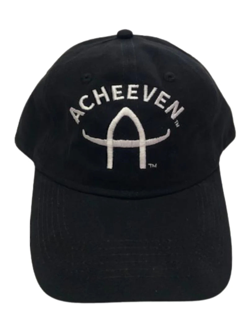 ACHEEVEN HAT BLACK WITH WHITE LETTERS